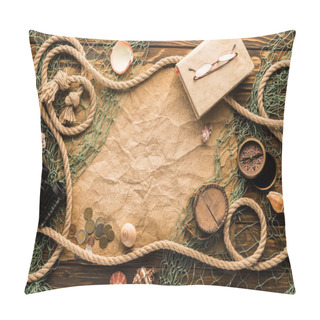 Personality  Top View Of Blank Crumpled Paper With Different Exploration Attributes Pillow Covers