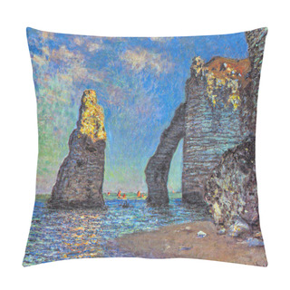 Personality  Claude Monet, The Cliffs At Etretat, Is An Oil Painting On Canvas 1885 - By French Painter And Graphic Artist Claude Monet (1840-1926). Pillow Covers