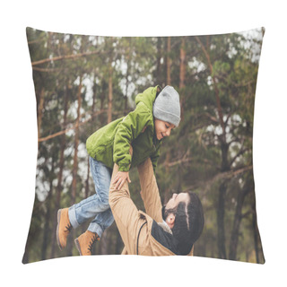 Personality  Father Throwing Up His Son Pillow Covers