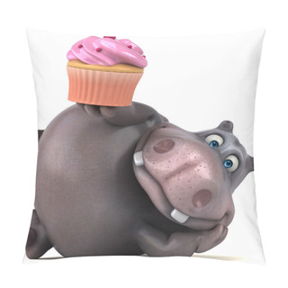 Personality   Hippo Holding Cupcake  Pillow Covers