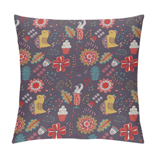 Personality  Seamless Pattern With Flowers And Birds Pillow Covers