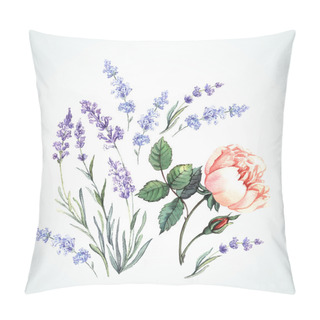 Personality  Watercolor  Of Lavender And Rose Pillow Covers