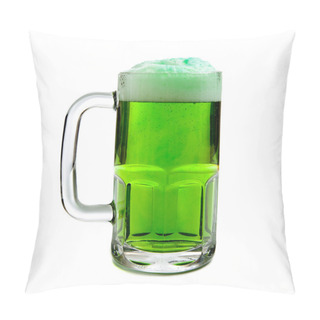 Personality  Mug Of Green Beer On White Background Pillow Covers