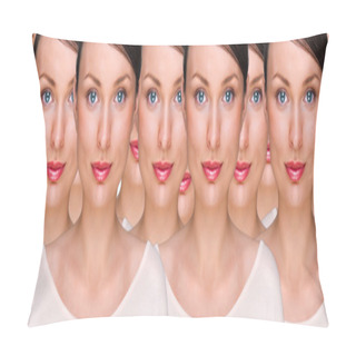 Personality  Prety Young Woman Standing With Her Clones Pillow Covers