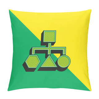 Personality  Block Scheme Of Geometrical Shapes Green And Yellow Modern 3d Vector Icon Logo Pillow Covers