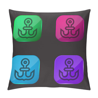Personality  Anchor Four Color Glass Button Icon Pillow Covers