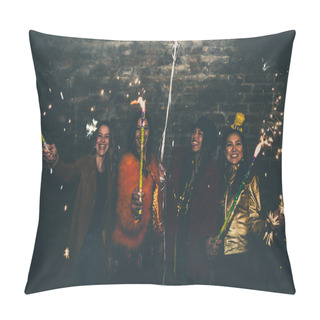 Personality  Group Of Girls Celebrating And Having Fun The Club.  Pillow Covers