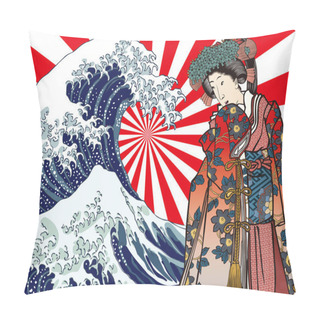 Personality  Kanagawa Off The Coast And Women 1 Pillow Covers