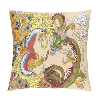 Personality  Chinese Dragon And Phoenix Playing A Pearl Pillow Covers