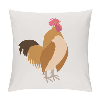 Personality   Rooster Vector Illustration Flat Style Profile Side Pillow Covers