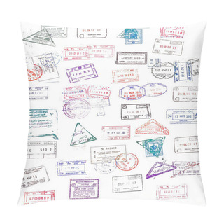 Personality  Colorful Passport Stamps Background On White Pillow Covers