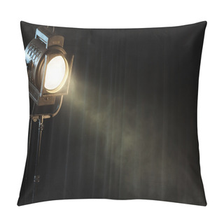 Personality  Vintage Theatre Spot Light On Black Curtain With Smoke Pillow Covers
