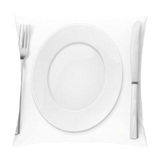 Personality  Empty Plate With Knife And Fork Pillow Covers