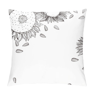 Personality  Vector Background With Hand Drawn Sunflower And Seeds.  Pillow Covers