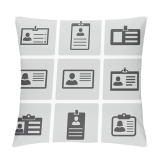 Personality  Vector Black Id Card Icons Set Pillow Covers
