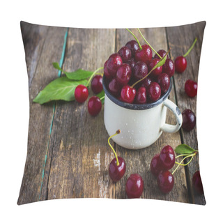 Personality  Fresh Cherries In Enamel Mug Pillow Covers