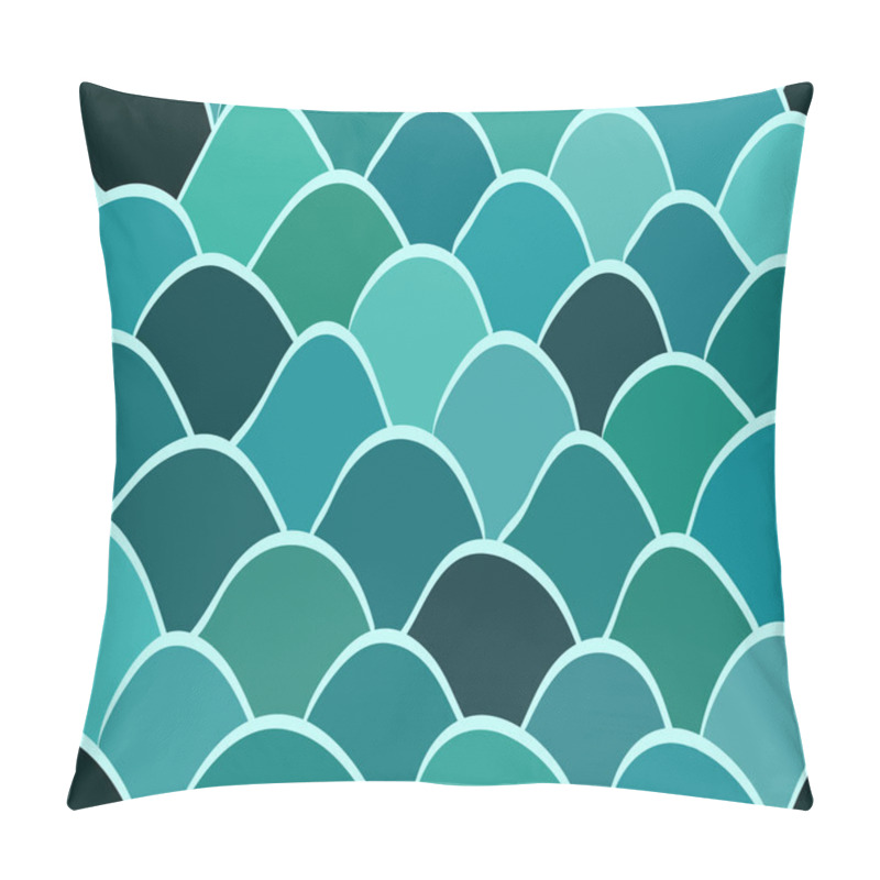 Personality  abstract Seamless pattern with scale turquoise, green, navy blue, sky blue pillow covers