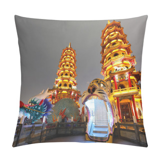 Personality  Dragon Tiger Tower In Taiwan Pillow Covers