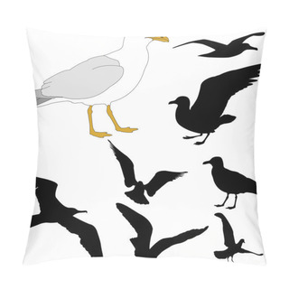 Personality  Seagulls - Vector Illustration Pillow Covers