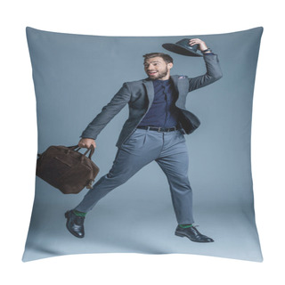 Personality  Man In Suit Jumping Up Pillow Covers