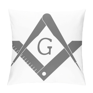 Personality  Vector Icon With Masonic Square And Compasses For Your Design Pillow Covers