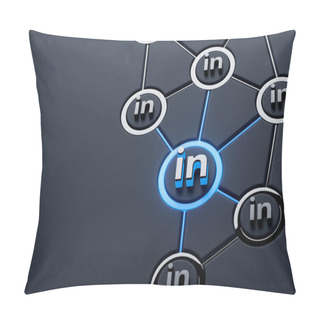 Personality  Linkedin Neon Sign Glowing Social Networking Iconic Dark Metallic Background 3d Rendering  Pillow Covers