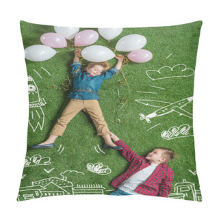 Personality  Girl Flying With Air Balloons Pillow Covers