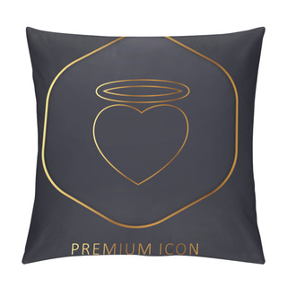 Personality  Angel Heart With An Halo Golden Line Premium Logo Or Icon Pillow Covers