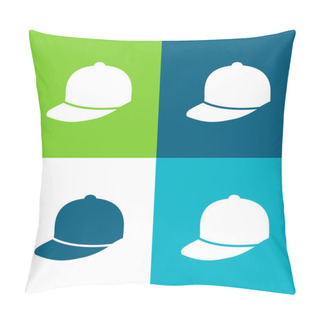 Personality  Baseball Cap Flat Four Color Minimal Icon Set Pillow Covers
