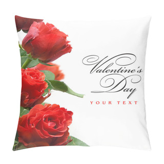 Personality  Art Greeting Card With Red Roses Isolated On White Background Pillow Covers