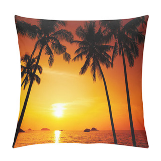 Personality  Palm Trees Silhouette At Sunset Pillow Covers
