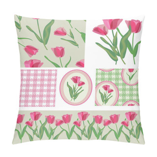 Personality  Pretty Pink Tulip Vector Patterns Pillow Covers