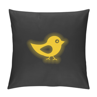 Personality  Bird Of Black And White Feathers Yellow Glowing Neon Icon Pillow Covers
