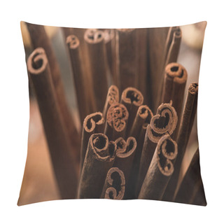 Personality  Close Up View Of Aromatic Fresh Cinnamon Sticks  Pillow Covers