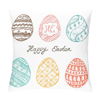 Personality  Greeting Card With Varicolored Painted Eggs  Pillow Covers