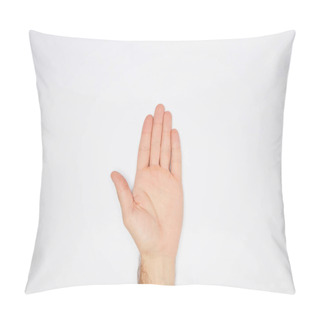 Personality  Top View Of Male Open Palm Isolated On White Pillow Covers