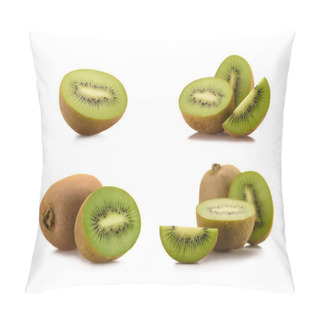 Personality  Close Up View Of Arranged Fresh Kiwi Fruits Isolated On White Pillow Covers