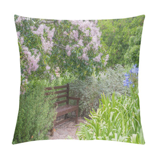 Personality  Rustic Bench Beneath A Flowering Cape Chestnut Tree Pillow Covers