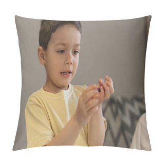 Personality  Adorable Boy Sculpting Figure With Plasticine Pillow Covers