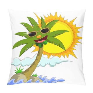Personality  Cartoon Palm Tree And Sun Pillow Covers