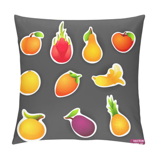 Personality  Set Of Stickers Cartoon Fruits. Pillow Covers