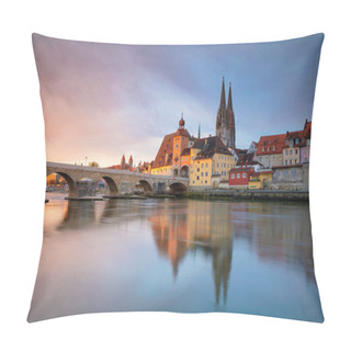 Personality  Regensburg. Cityscape Image Of Regensburg, Germany During Spring Sunrise. Pillow Covers