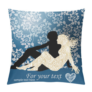 Personality  Vector Couple Silhouette Laying On The Ground Pillow Covers