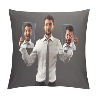 Personality  Man Do Not Showing His Emotions Pillow Covers