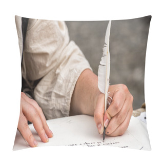 Personality  Hands Writing A Letter With A Plume Pillow Covers