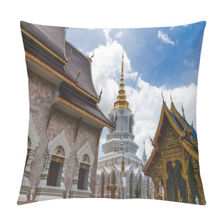 Personality  Building Of Beautiful Thai Temple On Sunny Day Pillow Covers