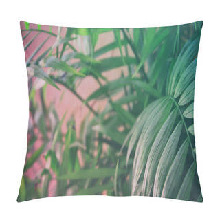 Personality  Tropical Leaves On Pastel Pink Background. Floral Background Pillow Covers