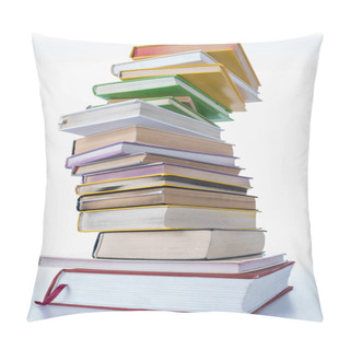 Personality  Pile Of Colored Different Books On White Table Pillow Covers