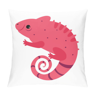 Personality  Cute Chameleon Animal, Exotic Tropical Fauna Element, African Savanna Inhabitant Cartoon Vector Illustration Pillow Covers