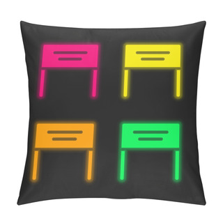 Personality  Banner Four Color Glowing Neon Vector Icon Pillow Covers